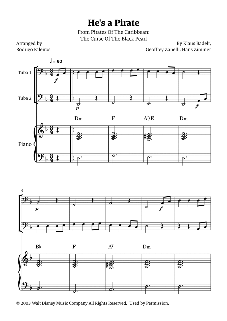 He's A Pirate Brass Duet scores gallery preview page 1