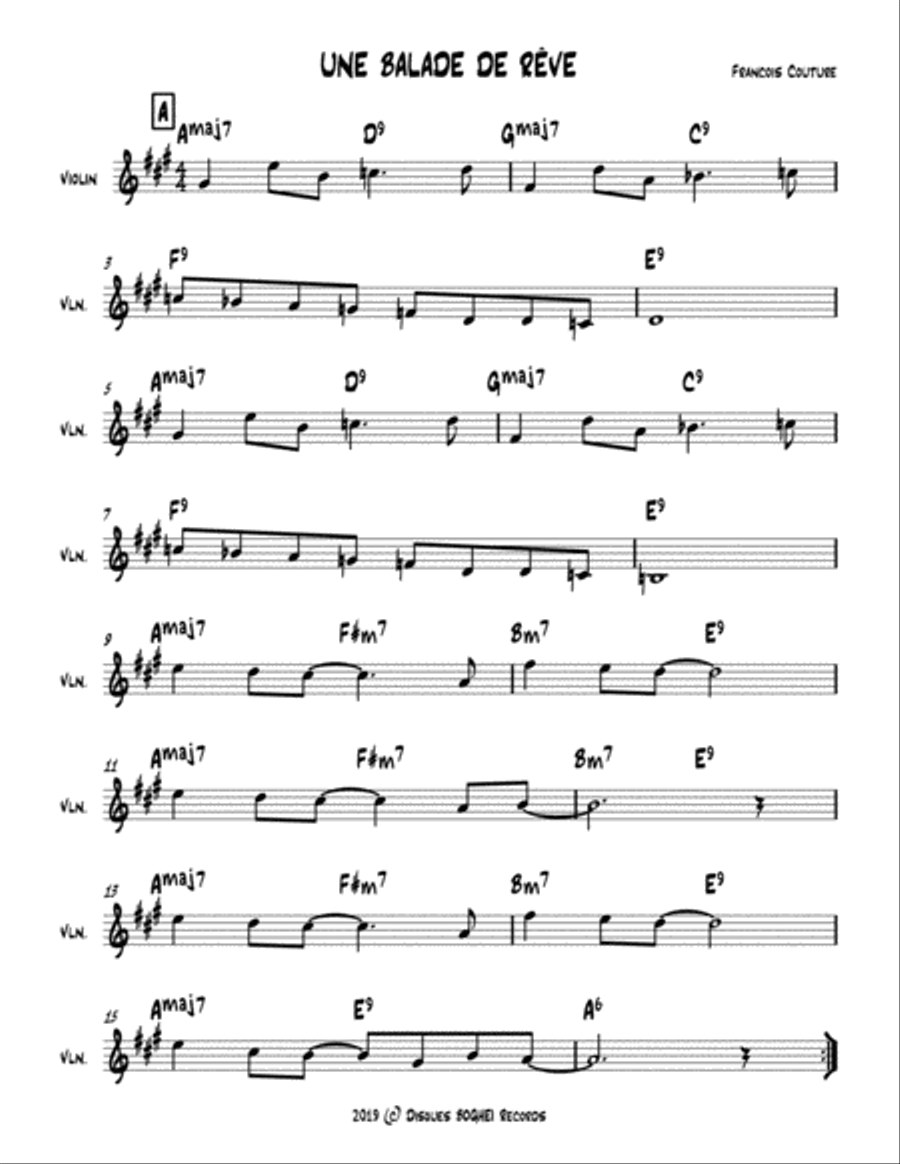UNE BALADE DE RÊVE Piano scores gallery preview page 1