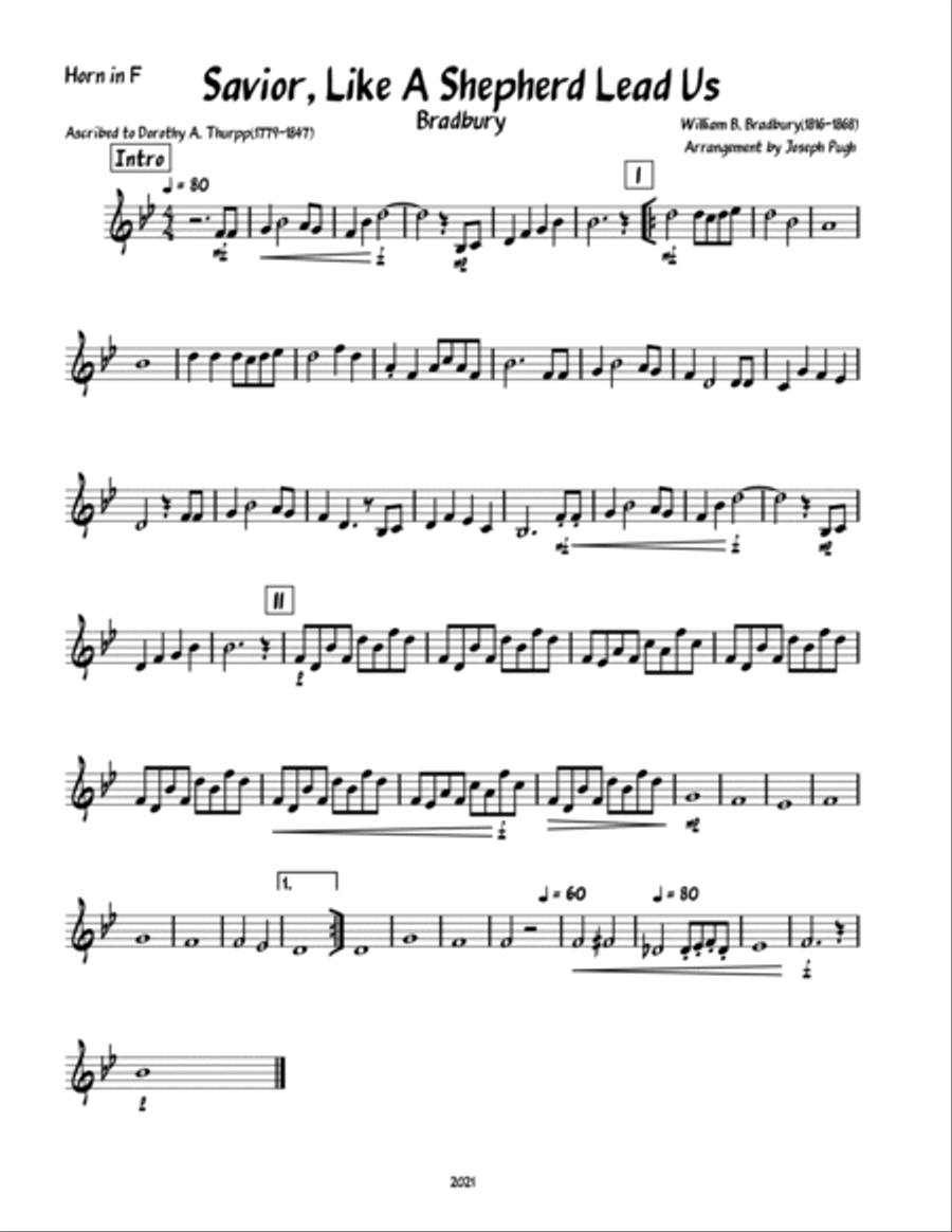 Saviour Like A Shepherd Lead Us Horn scores gallery preview page 3