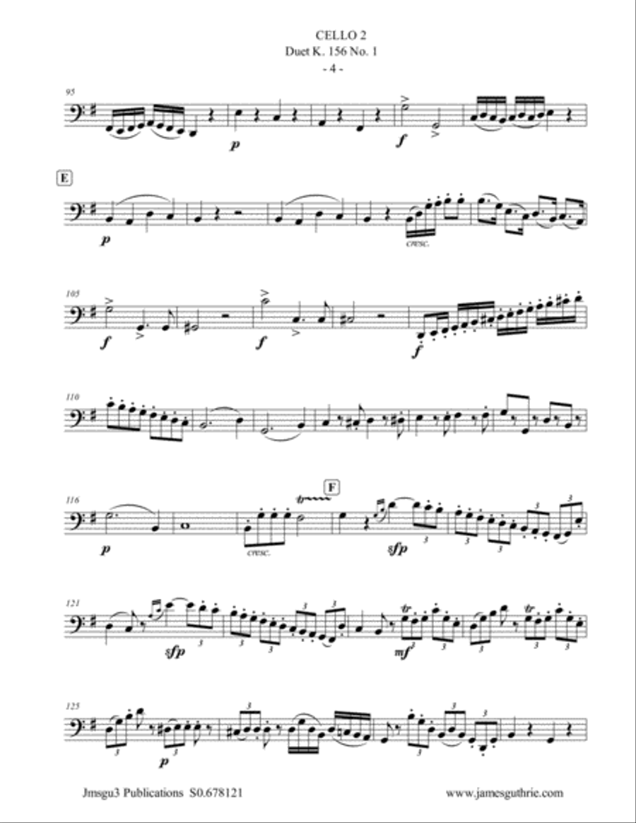 Mozart: Duet K. 156 No. 1 for Cello Duo String Duet scores gallery preview page 4