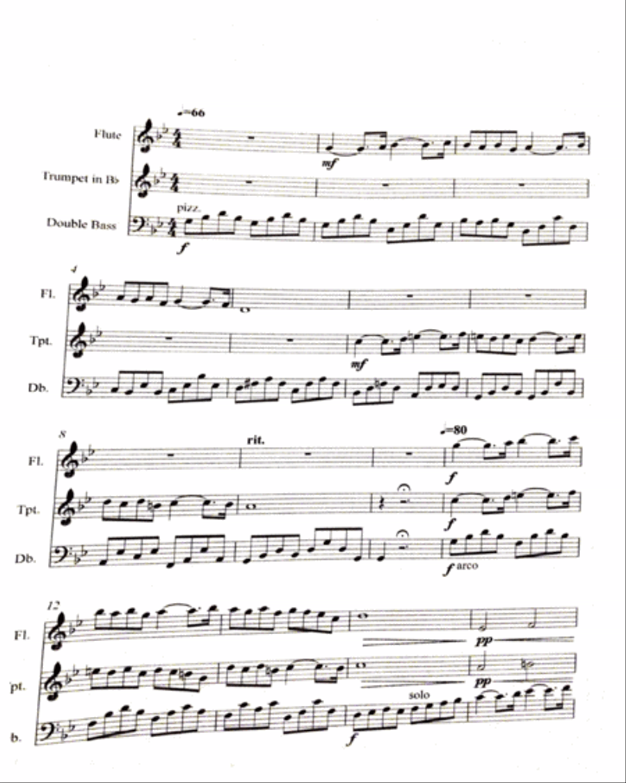 Breakdancing to Faure's Pavane (For Flute, Double Bass and Trumpet Small Ensemble scores gallery preview page 1
