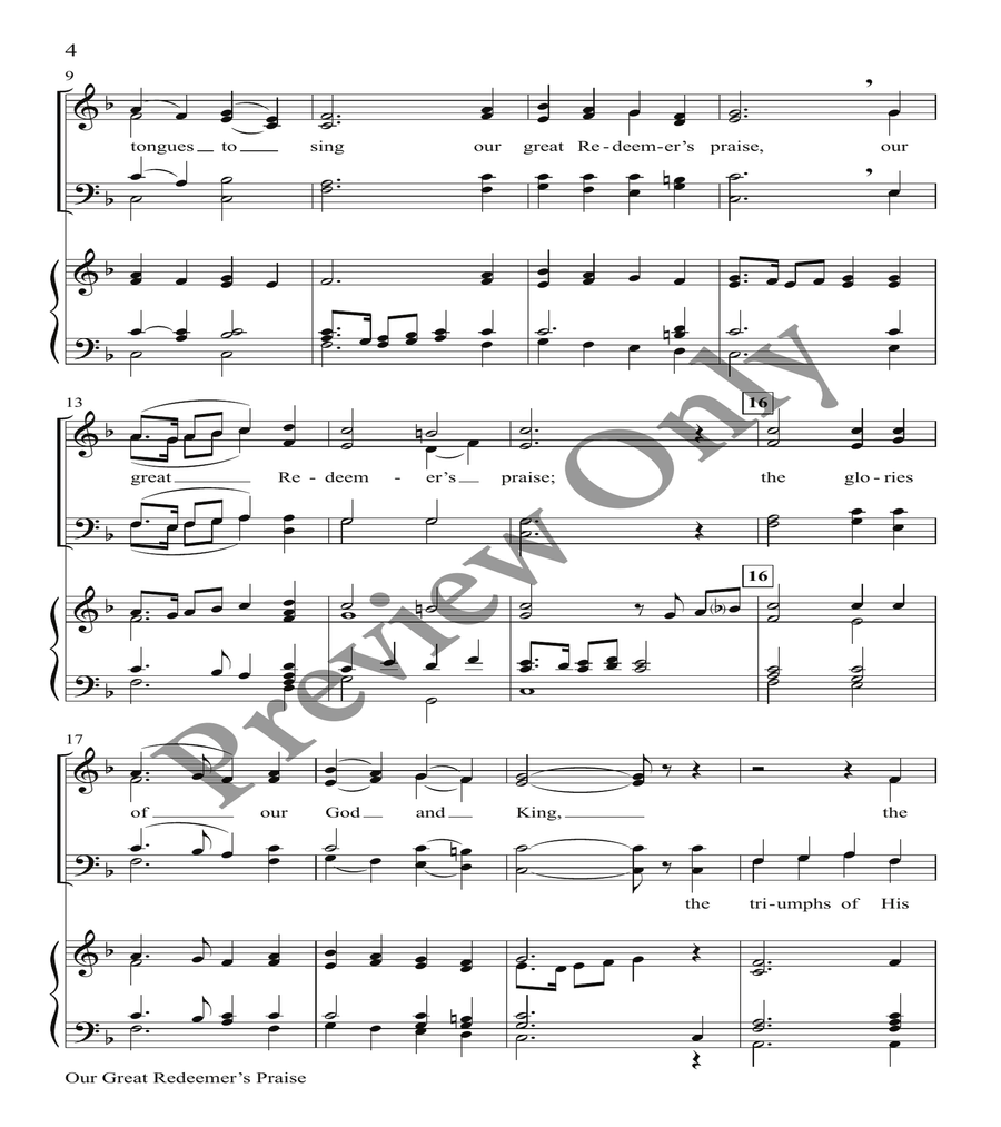 Our Great Redeemer's Praise Orchestration 4-Part scores gallery preview page 2