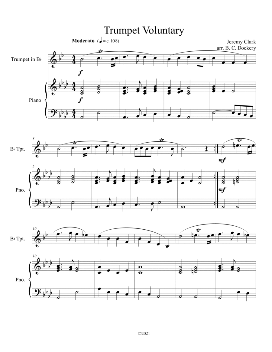 Trumpet Voluntary (Trumpet Solo) with piano accompaniment Trumpet Solo scores gallery preview page 1