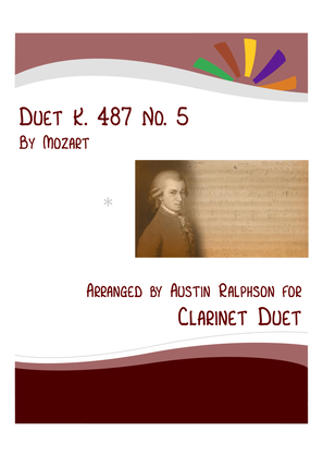 Book cover for Mozart K. 487 No. 5 - clarinet duet