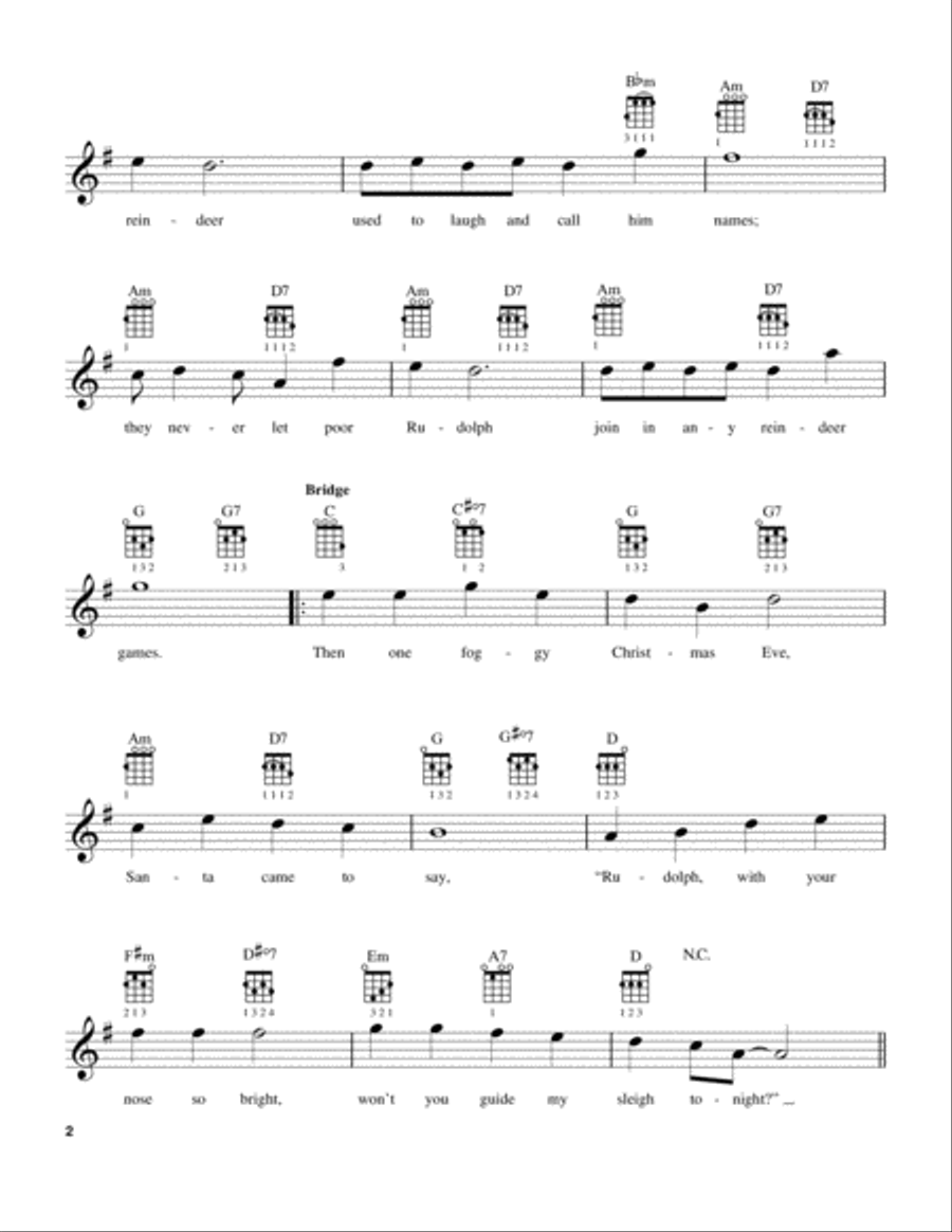 Rudolph The Red-Nosed Reindeer Ukulele scores gallery preview page 2