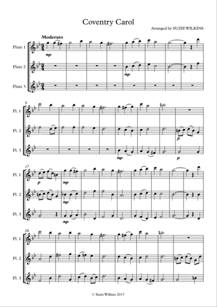 Coventry Carol for Flute Trio Flute Trio scores gallery preview page 2