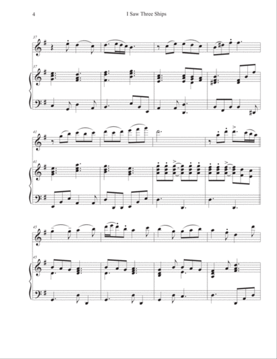 I Saw Three Ships (Violin-Piano) Violin Solo scores gallery preview page 4