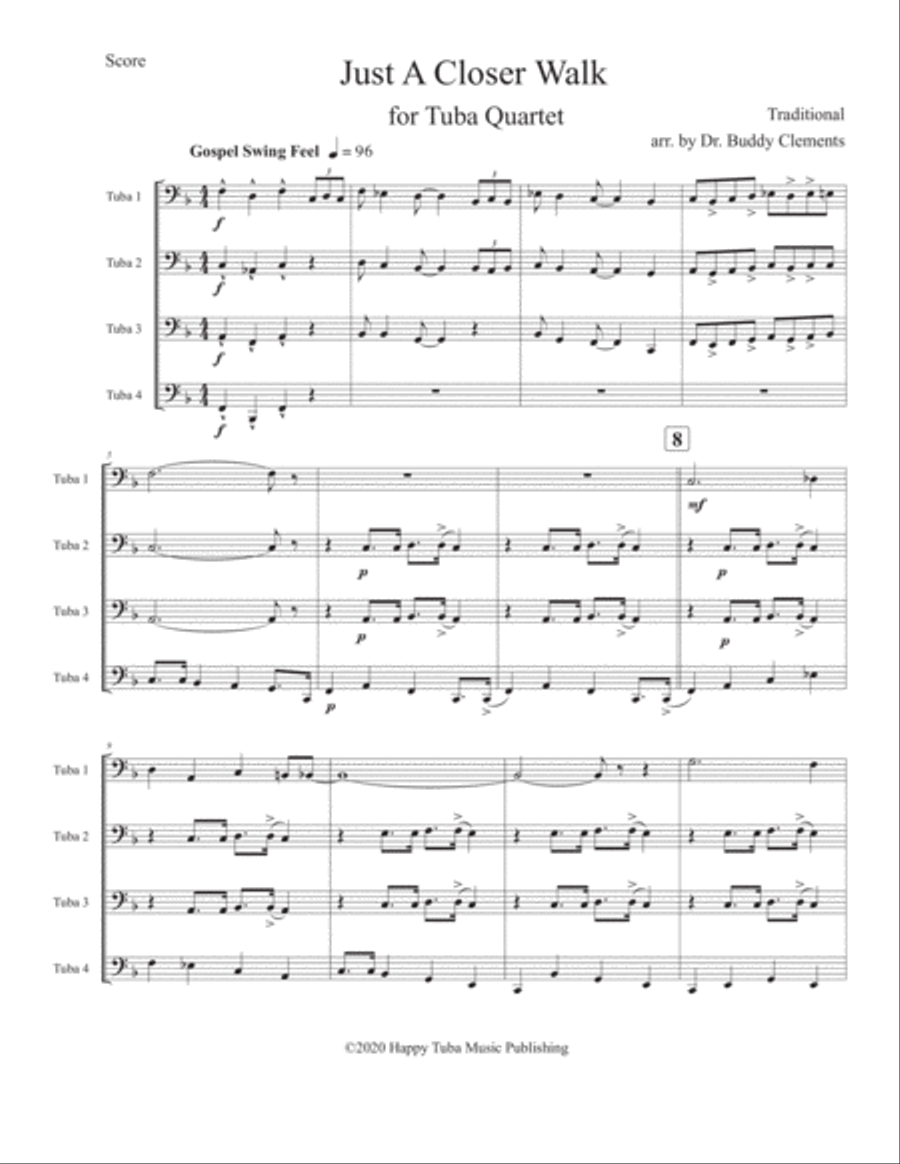 Just A Closer Walk (for Tuba Quartet) Tuba Quartet scores gallery preview page 1