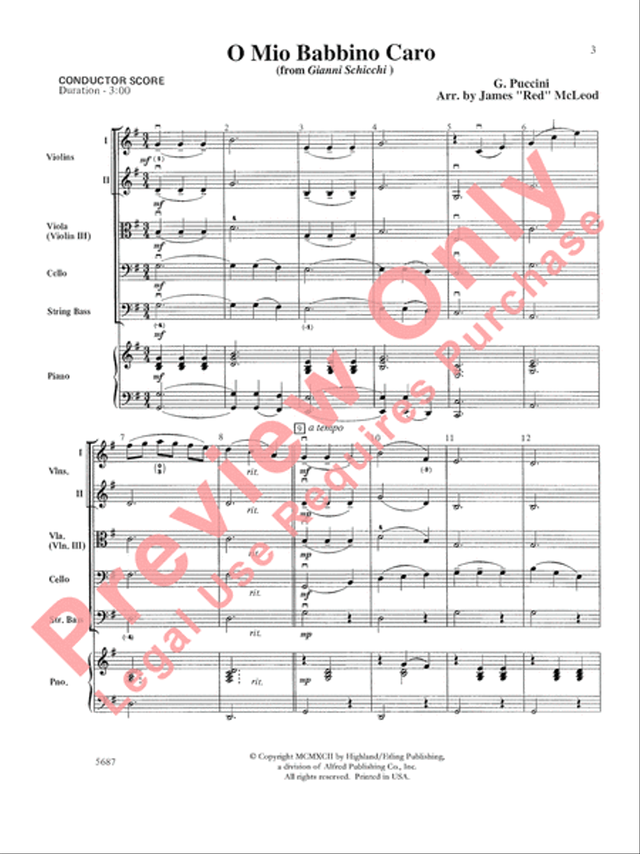 O Mio Babbino Caro String Orchestra scores gallery preview page 4