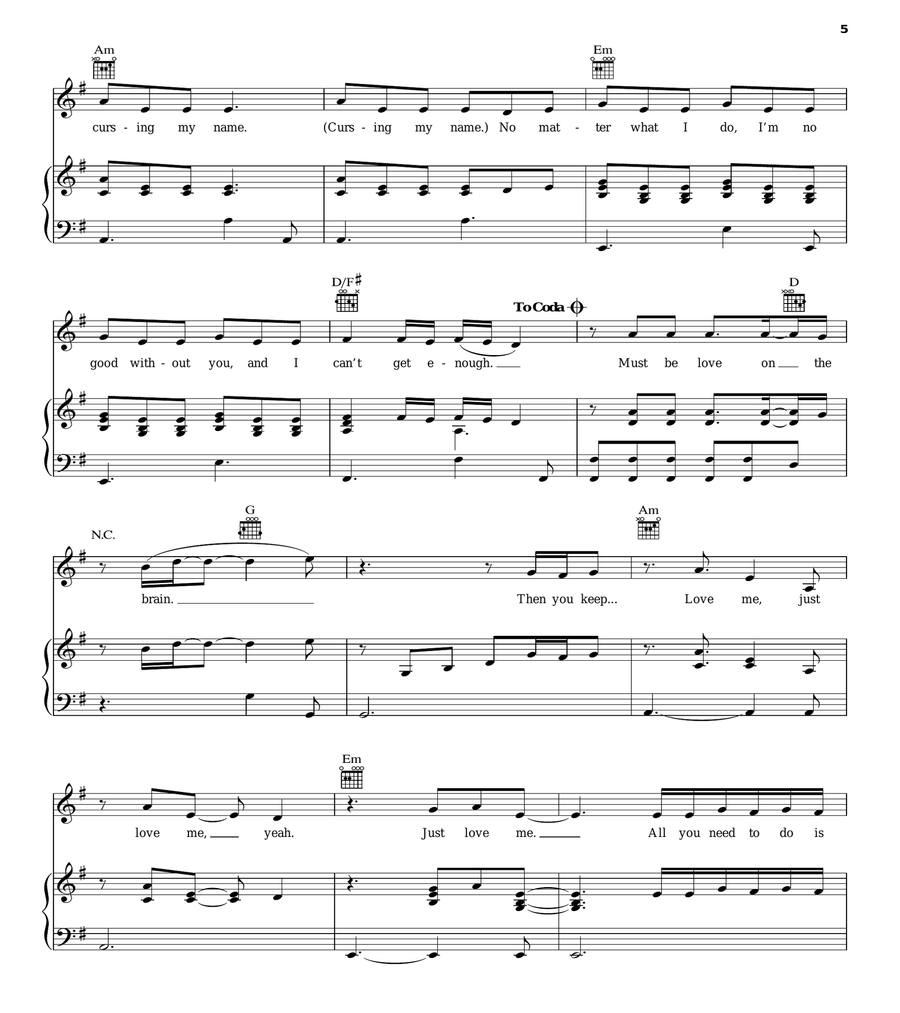 Love On The Brain Piano, Vocal, Guitar scores gallery preview page 5