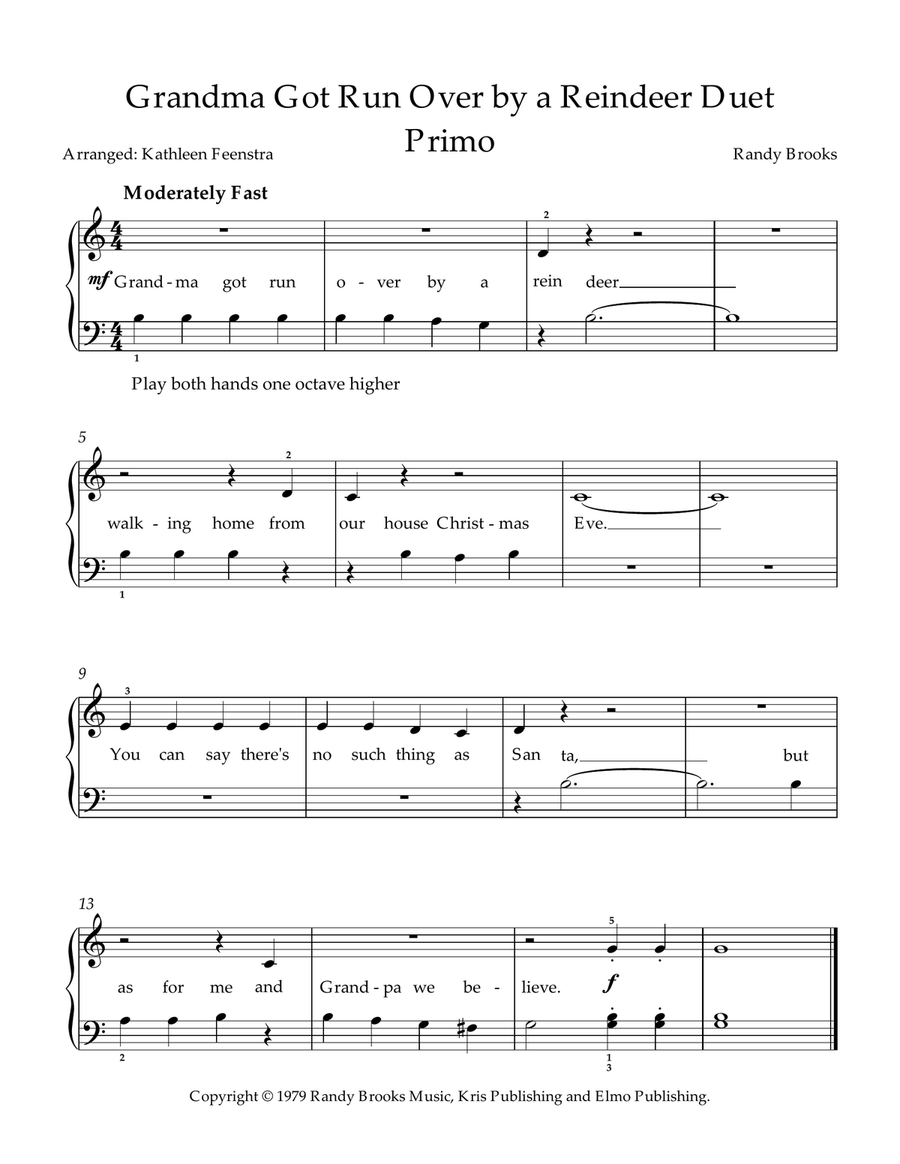 Grandma Got Run Over By A Reindeer Easy Piano scores gallery preview page 2