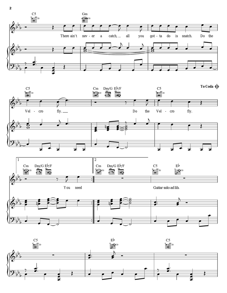 Velcro Fly Piano, Vocal, Guitar scores gallery preview page 2