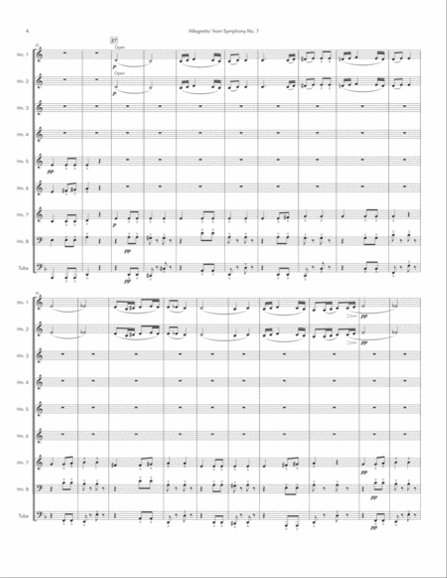 Allegretto from Symphony 7 for Horn Choir Choir scores gallery preview page 4