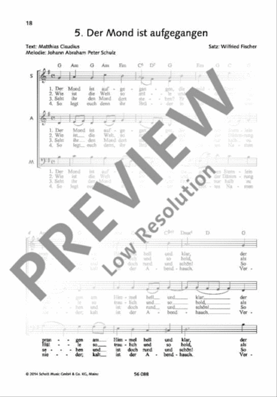 Der Mond ist aufgegangen Der Mond ist aufgegangen Mixed Choir scores gallery preview page 2