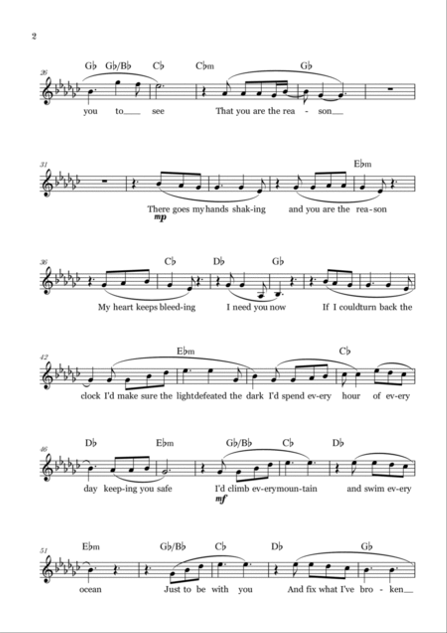 You Are The Reason Piano scores gallery preview page 2