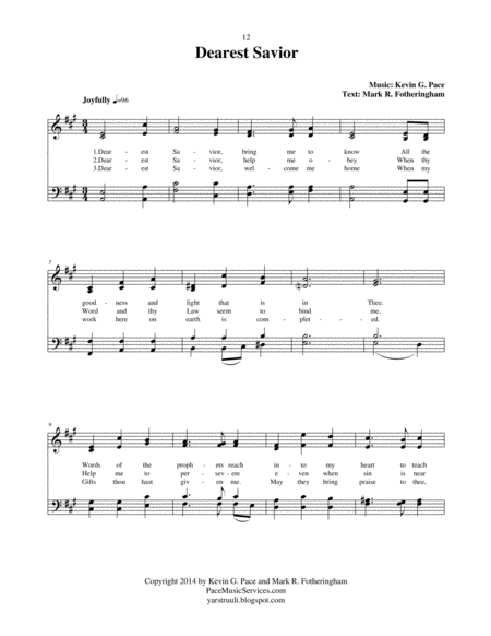 Dearest Savior - an original hymn for SATB voices image number null