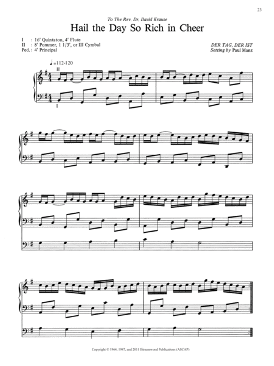 Hail the Day So Rich in Cheer Organ scores gallery preview page 1