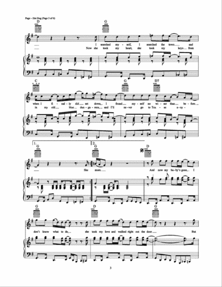 Hot Dog Hot Dog Piano, Vocal, Guitar scores gallery preview page 3