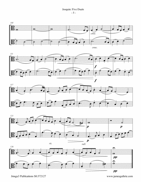 Josquin: Five Duets for Viola Duo image number null