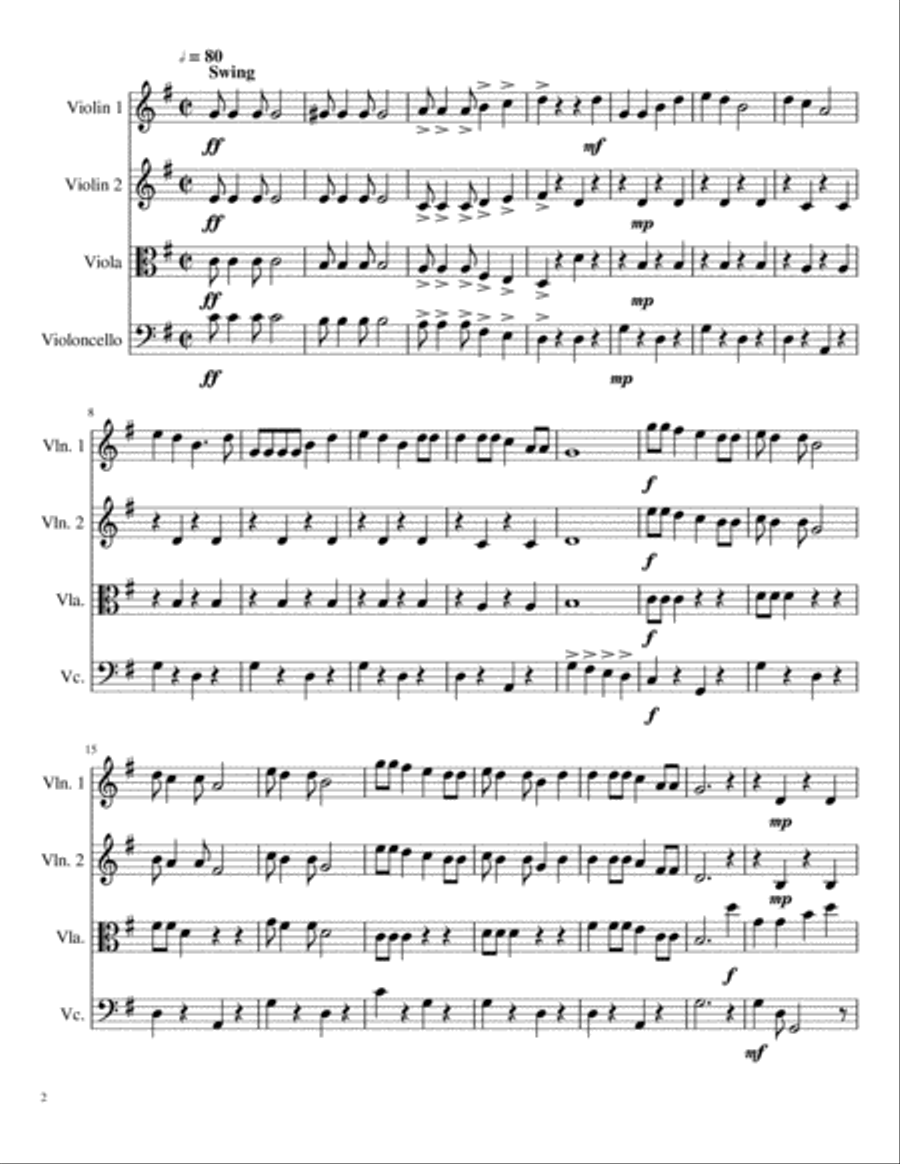 Buffalo Gals for String Quartet String Quartet scores gallery preview page 2