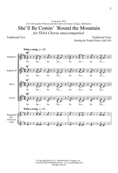 She'll Be Comin' 'Round the Mountain: from "Four American Folk Songs"