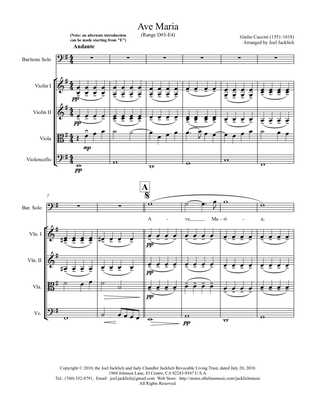 Ave Maria (Caccini) E minor for voice and string quartet