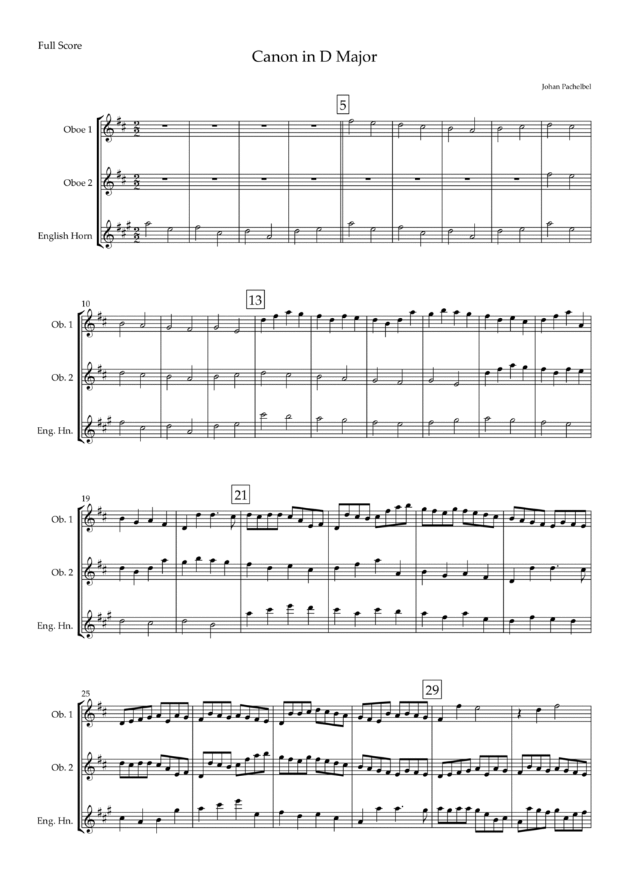 Canon in D Major (Johann Pachelbel) for Woodwind Trio Woodwind Trio scores gallery preview page 1