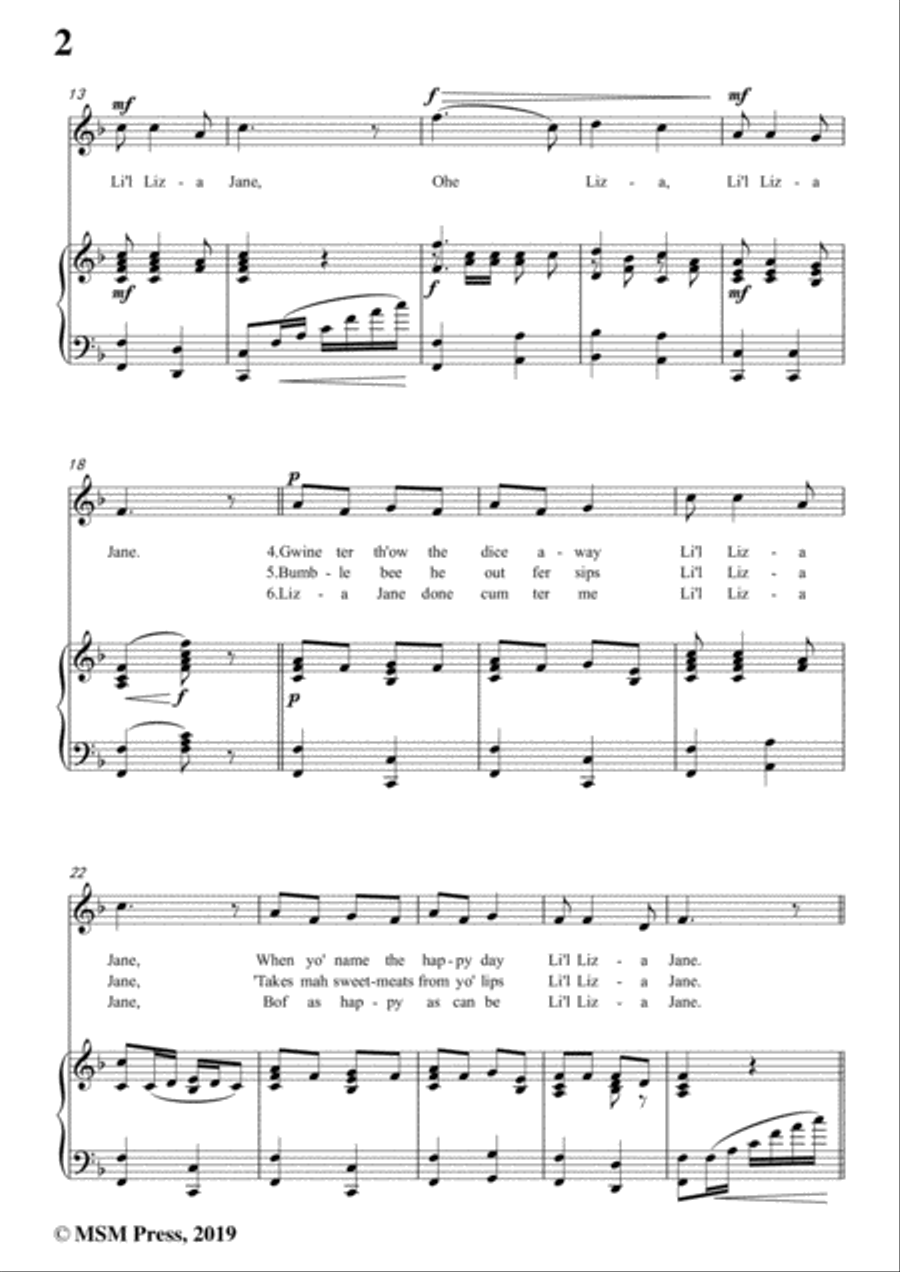 Ada DeLachau-Li'l Liza Jane,in F Major,for Voice and Piano Voice Solo scores gallery preview page 4