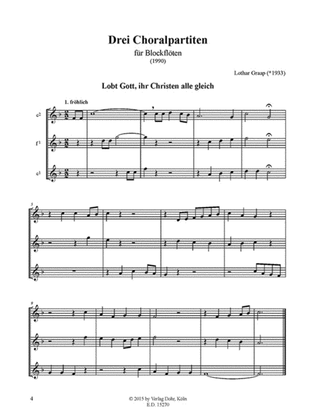 Drei Choralpartiten für Blockflötenensemble (1990)