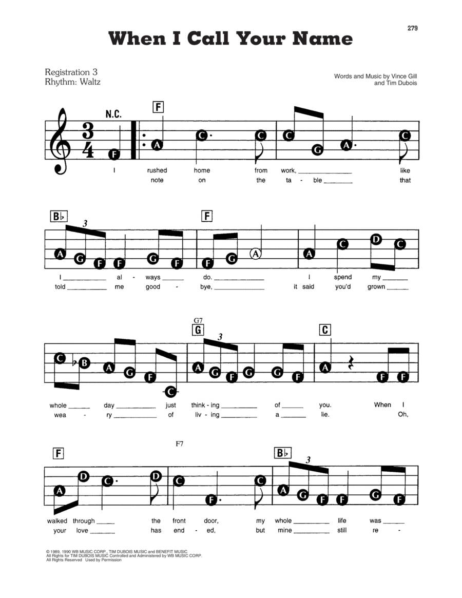 When I Call Your Name Electronic Keyboard scores gallery preview page 1