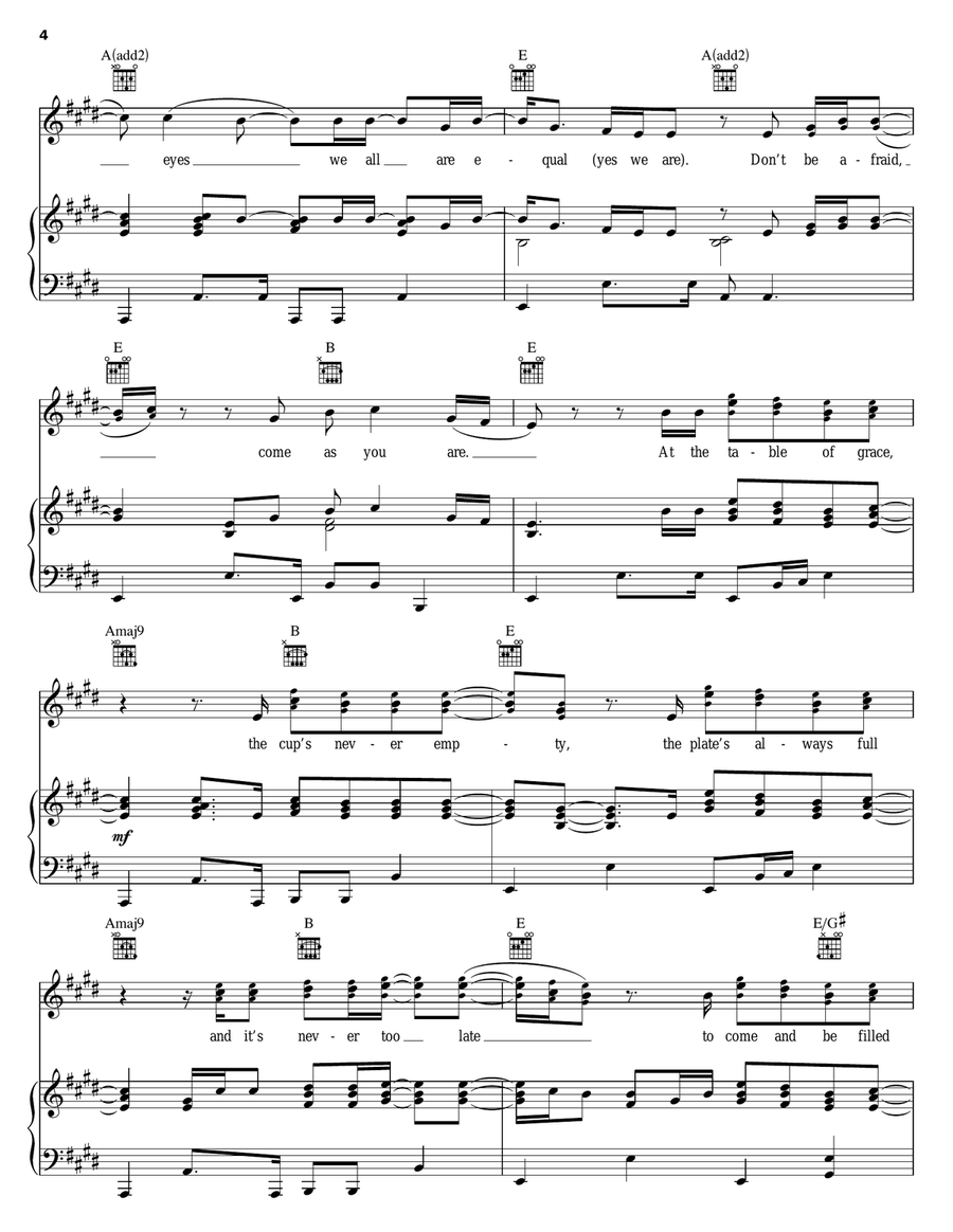 Table Of Grace Table Of Grace Piano, Vocal, Guitar scores gallery preview page 4