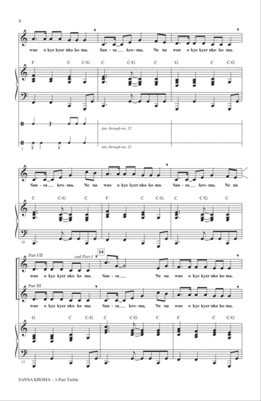 Sansa Kroma (arr. Cristi Cary Miller) 3-Part scores gallery preview page 2
