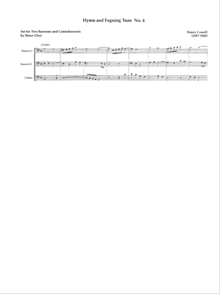Hymn & Fuguing Tune #4 Bassoon scores gallery preview page 4