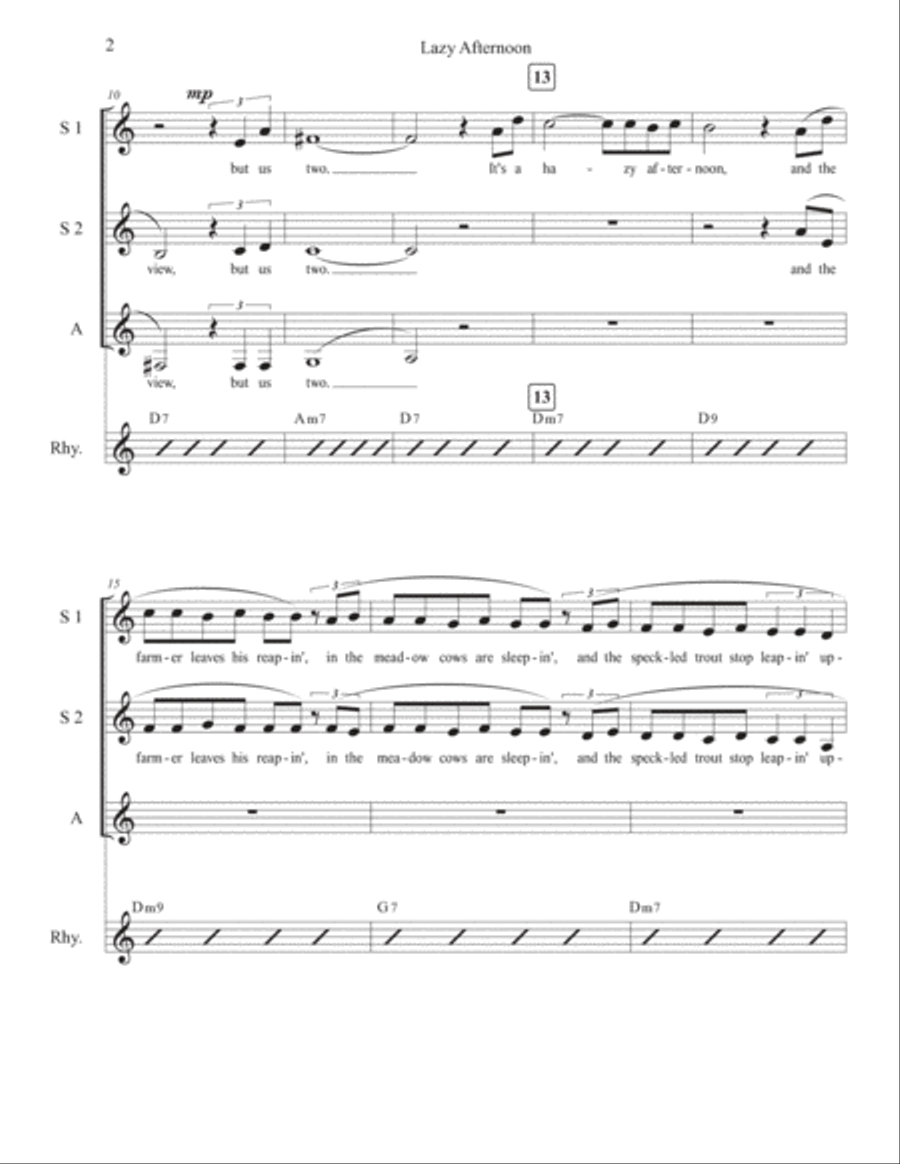 Lazy Afternoon SSA scores gallery preview page 2