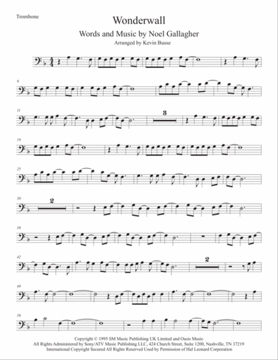 Wonderwall Wonderwall Trombone Solo scores gallery preview page 1