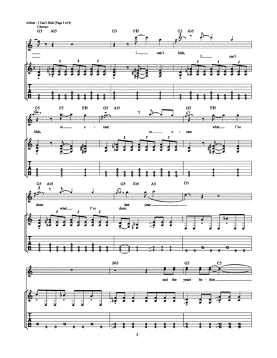 I Can't Hide Electric Guitar scores gallery preview page 3
