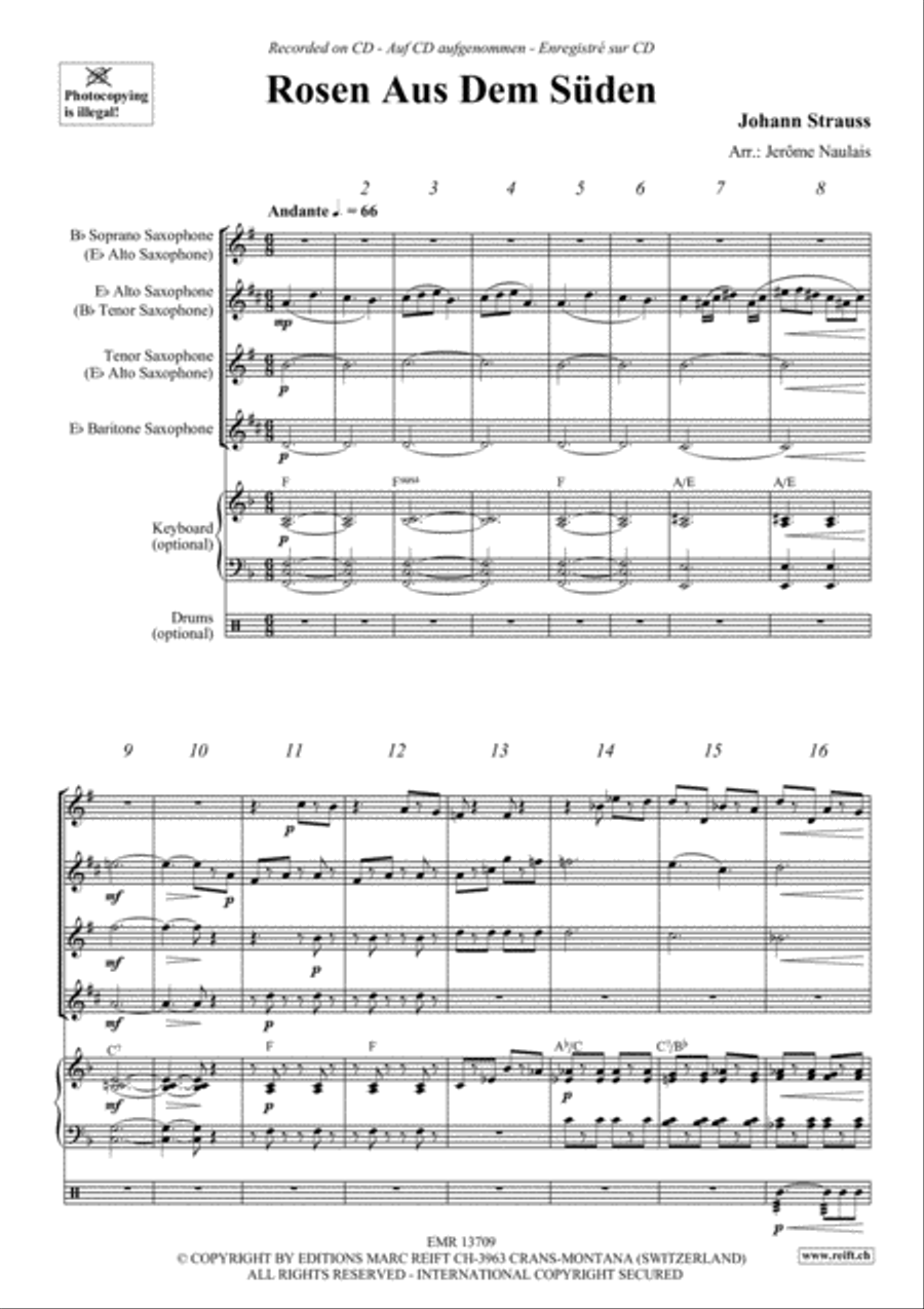 Rosen Aus Dem Suden Saxophone Quartet scores gallery preview page 3
