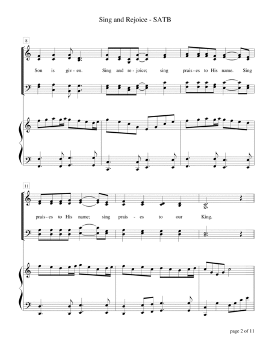 Sing and Rejoice (SATB quartet with piano accompaniment) 4-Part scores gallery preview page 2
