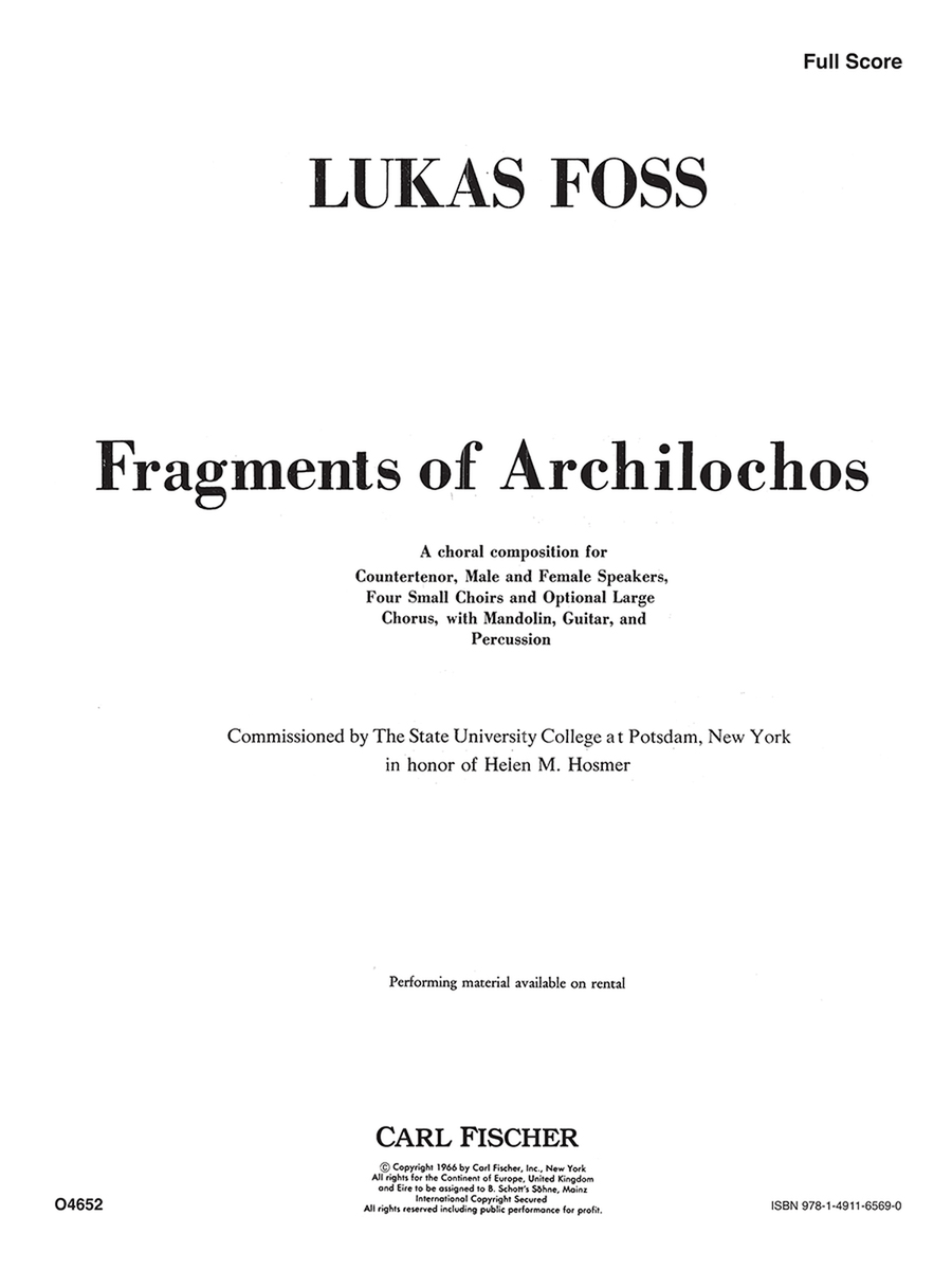 Fragments Of Archilochos-Study Choir scores gallery preview page 1