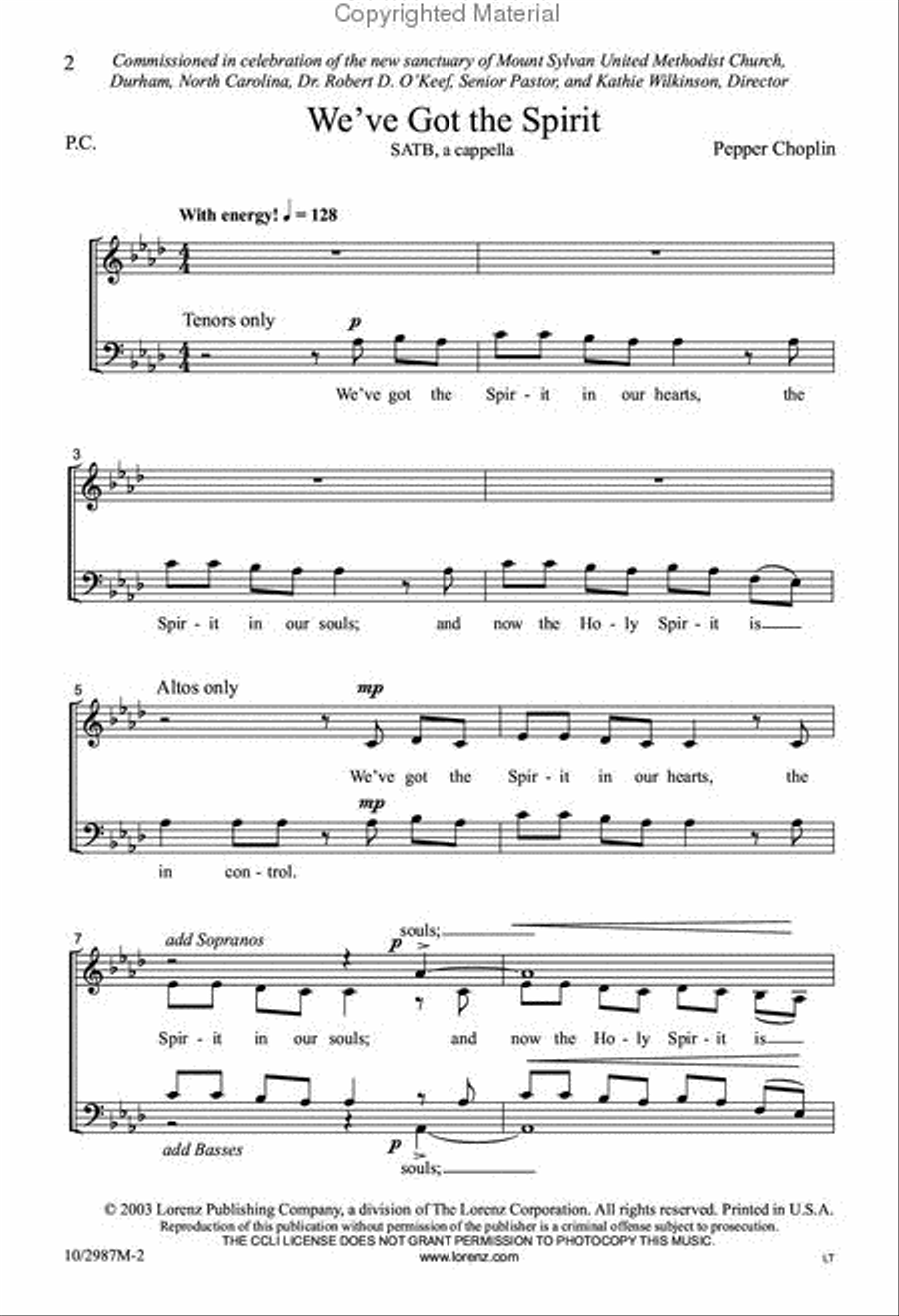 We've Got the Spirit 4-Part scores gallery preview page 2