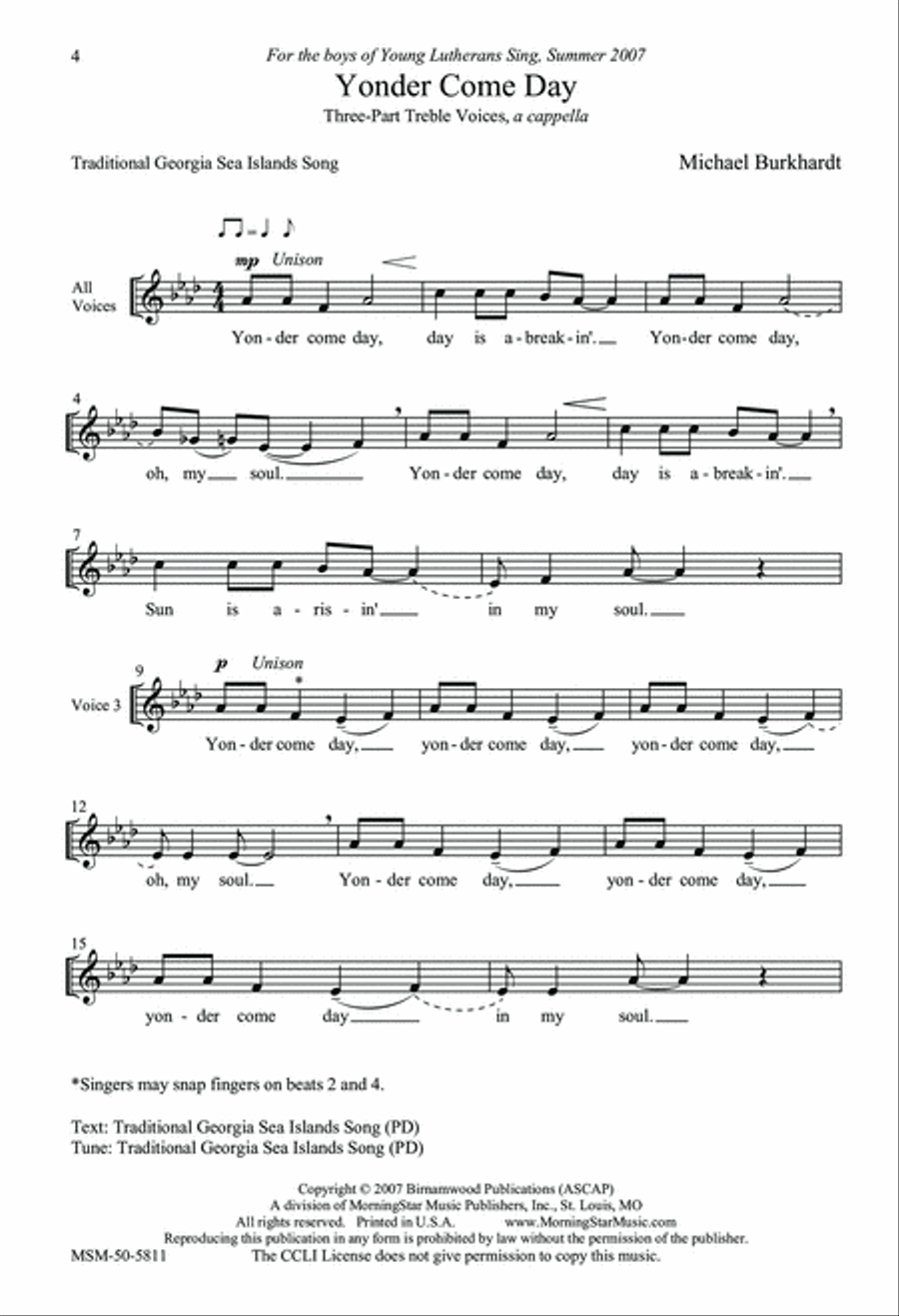 Yonder Come Day SSA scores gallery preview page 4