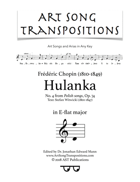 CHOPIN: Hulanka, Op. 74 no. 4 (transposed to E-flat major)
