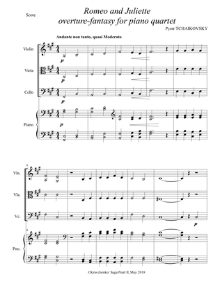 Book cover for Pyotr Tchaikovsky - Romeo and Juliet (fantasy overture) arr. for piano quartet (score and parts)