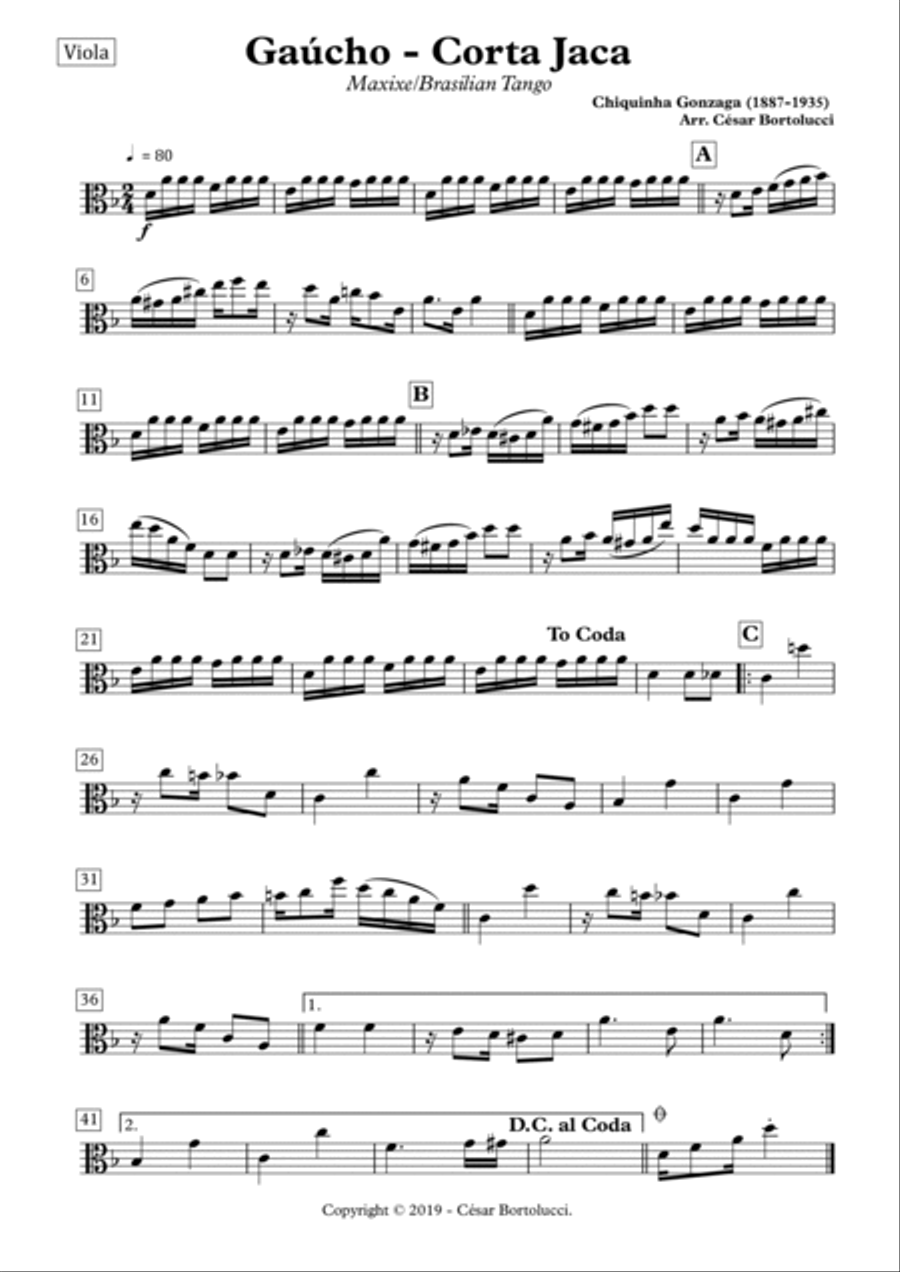 Corta Jaca ou Gaúcho - Viola and Piano Piano scores gallery preview page 2