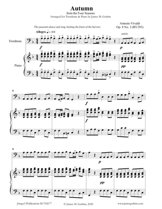 Vivaldi: Autumn from the Four Seasons for Trombone & Piano