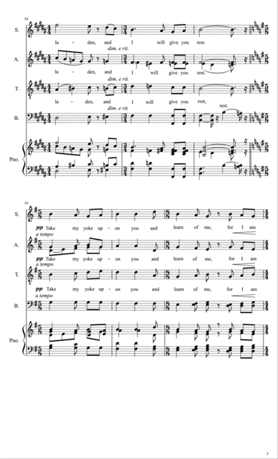Come unto Me 4-Part scores gallery preview page 3