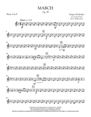 March, Op. 99 - F Horn 3