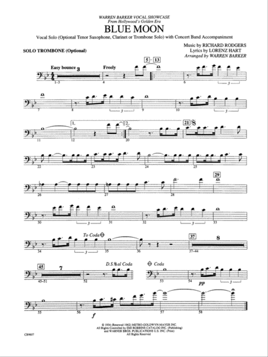 Blue Moon: Solo Trombone Concert Band scores gallery preview page 1