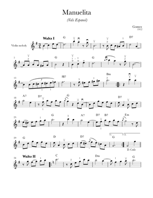 Manuelita (vals espanol) for violin and guitar
