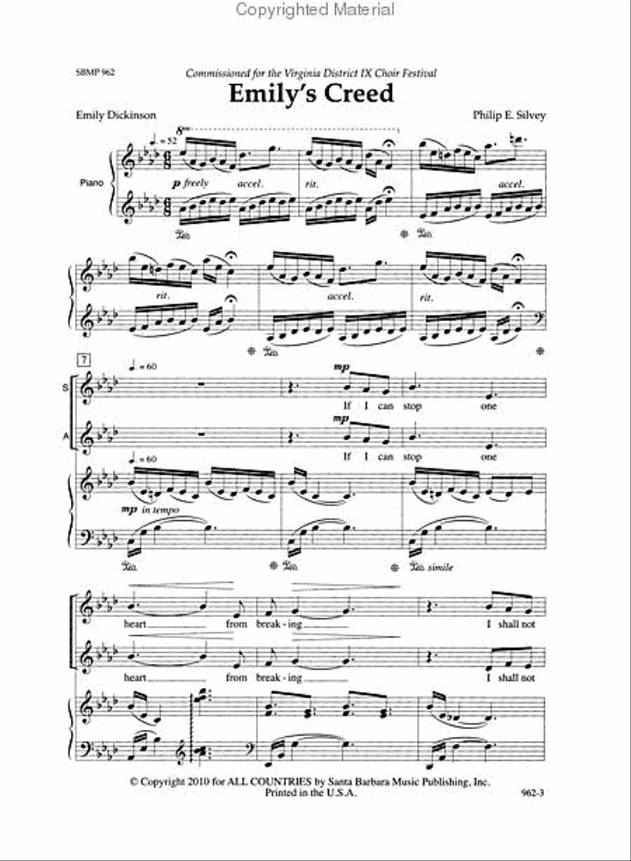 Emily's Creed - SATB Octavo 4-Part scores gallery preview page 2